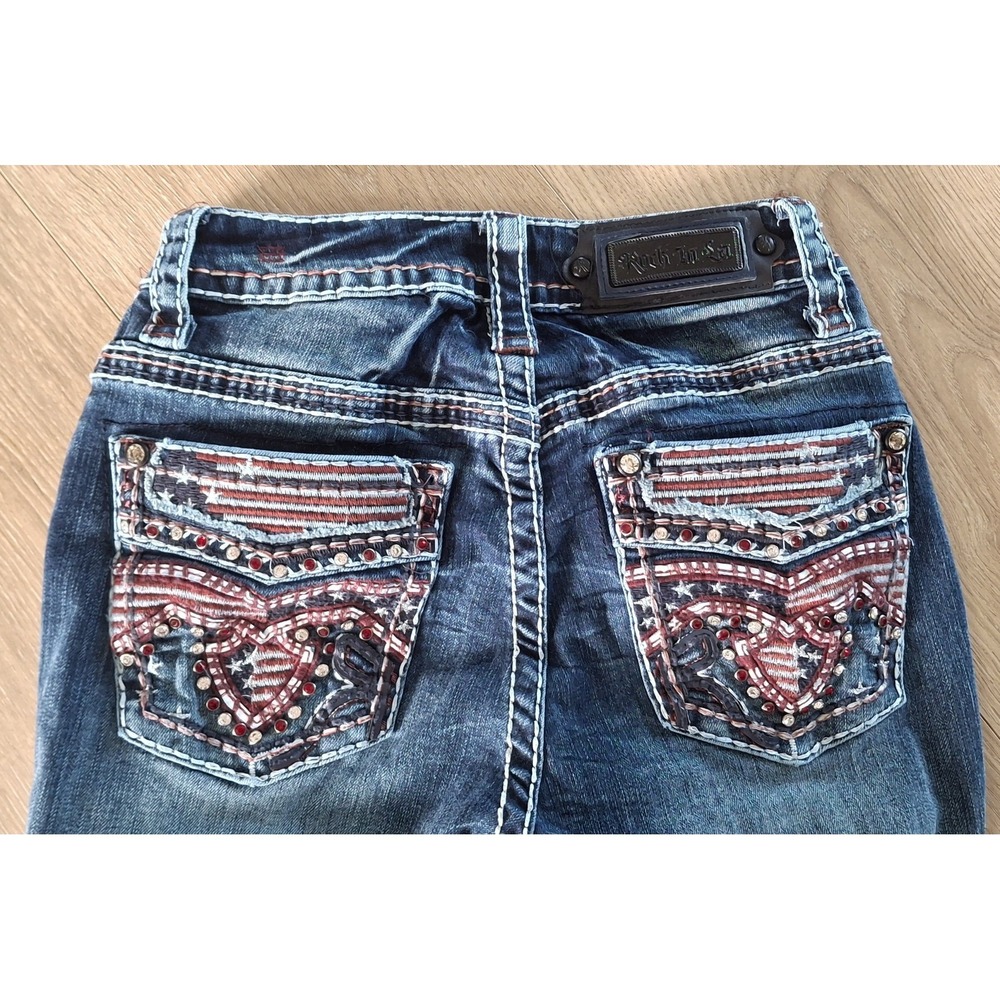 Rock In LA Womens 5/30 Y2K Bootcut Jeans Rhinestone Americana Western Glam